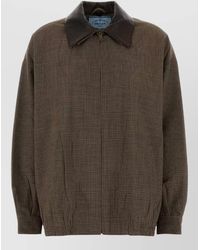 Prada - Wool Jacket Check Pattern Long Sleeves Collar - Lyst