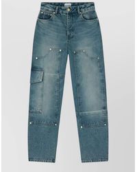 Ganni - Denim Paneled Straight-Leg Jeans - Lyst
