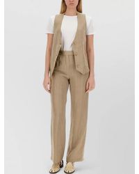 Alysi - Linen Trousers Elastic Waist Belt Loops - Lyst