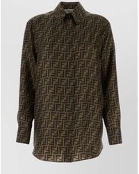 Fendi - Silk Logo Print Long-Sleeve Shirt - Lyst