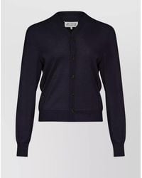 Maison Margiela - Wool Ribbed V-Neck Long-Sleeve Cardigan - Lyst