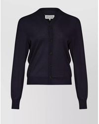 Maison Margiela - Wool Ribbed V-Neck Long-Sleeve Cardigan - Lyst