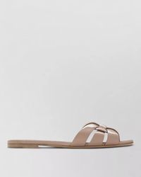 Saint Laurent - Leather Flat Sandals - Lyst