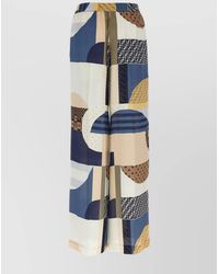 Fendi - Silk Patchwork Print Wide-Leg Trousers - Lyst