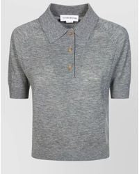 Victoria Beckham - Fine-Knit Wool Polo Top - Lyst