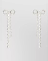 Self-Portrait - Brass Bow Drop Earrings Pearl Strands - Lyst