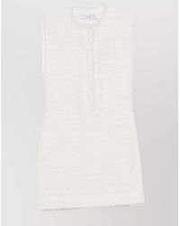 IRO - Mini Dress With Round Neck And Frayed Edges - Lyst