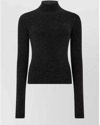 Ganni - Fitted High Collar Cropped Knit Top - Lyst