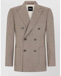 BOSS - Wool-Blend Double-Breasted Blazer - Lyst