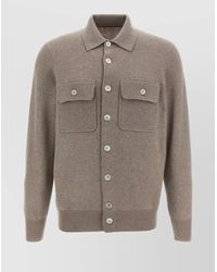 Brunello Cucinelli - Cashmere Collared Design Cardigan - Lyst
