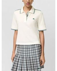 Burberry - Cotton Piqué Slim-Fit Cropped Polo Shirt - Lyst