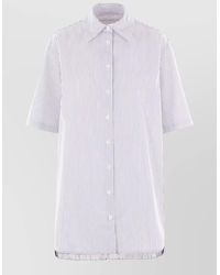 Niccolò Pasqualetti - Striped Shirt Ruffle Trim Collared Short Sleeves - Lyst