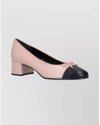 Tory Burch - Two-Tone Block Heel Pumps Bow Detail - Lyst