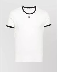 Courreges - Cotton Contrast-Trim Logo-Embroidered T-Shirt - Lyst