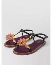 Dolce & Gabbana - Leather Crystal Embellished Sandals - Lyst