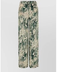 PT Torino - Lorenza Satin Wide Leg Printed Trousers - Lyst