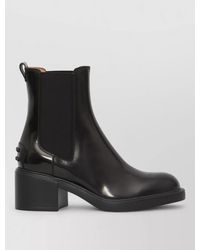 Tod's - Leather Ankle Lace Up Boots Block Heel - Lyst