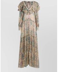 Etro - Silk Paisley-Print Ruffled V-Neck Long-Sleeve Maxi Dress - Lyst
