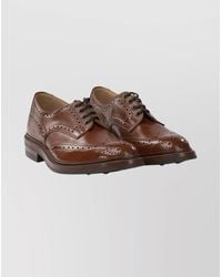 Tricker's - Round Toe Brogue Derby Lace-Up Shoes - Lyst