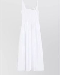 Sportmax - Cotton Square Neck Short Sleeve Maxi Dress - Lyst