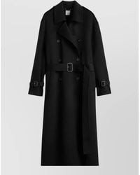 TOTEME - Long Wool Coat Belted Waist Buckle Buttons - Lyst