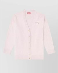 DIESEL - Logo Wool Blend Cardigan V Neck - Lyst