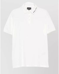 Emporio Armani - Cotton Polo Shirt Straight Cut Collar Short Sleeves - Lyst