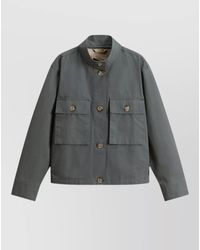 Woolrich - Canvas Utility Overshirt Stand Collar Pockets - Lyst