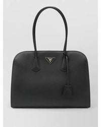 Prada - Smooth Leather Tote Bag Structured Handles - Lyst