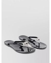 Mach & Mach - Double Heart Rubber Thong Flat Flip Flops - Lyst