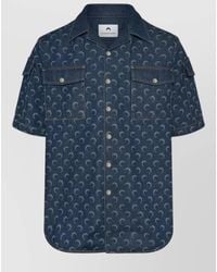 Marine Serre - Denim Shirt Moon Motif Short Sleeves Pockets - Lyst