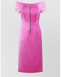 Prada - Gathered Off-The-Shoulder Paneled Midi Dress - Lyst
