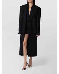 ANDAMANE - Double Breasted Long Jacket Notched Lapel - Lyst