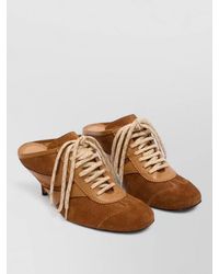 Dries Van Noten - Kitten Heel Suede Mules Inset Design - Lyst
