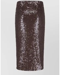 P.A.R.O.S.H. - Sequin Midi Skirt Elastic Waist Slit - Lyst