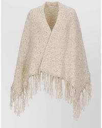 Peserico - Lurex Knit Cape Open Front Fringe - Lyst
