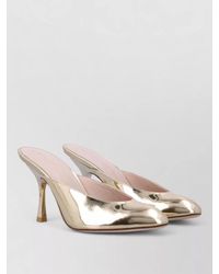 Stuart Weitzman - Pointed Toe Metallic Finish Slip On Mules - Lyst