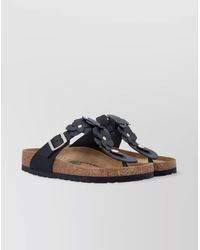 Birkenstock - Leather Floral-Appliqué Thong Sandals - Lyst