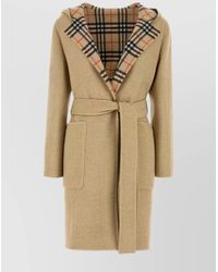 Burberry - Wool Reversible Hooded Belted Single Breasted Coat - Lyst