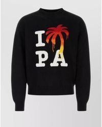 Palm Angels - Wool Blend Crew-Neck Sweater With Embroidered Graphic - Lyst