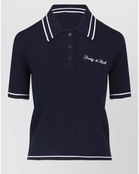 Sporty & Rich - Knit Polo Top Contrast Trim Short Sleeves - Lyst