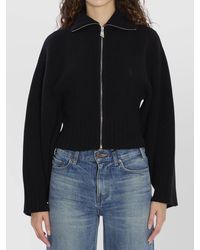 The Attico - Cropped High Collar Zip-Up Cardigan - Lyst