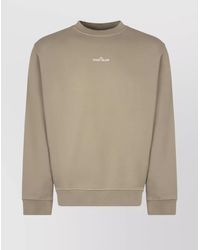 Stone Island - Cotton Crew Neck Sweatshirt With Ribbed Edges - Lyst