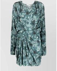 IRO - Printed Draped Scoop Neck Long Sleeve Mini Dress - Lyst