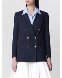 Tagliatore - Double-Breasted Viscose Blend Blazer With Metallic Buttons - Lyst