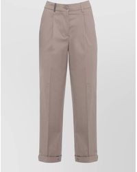 Peserico - Pleated Front Cotton Trousers Side Detail - Lyst