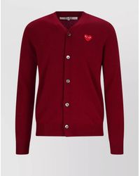 COMME DES GARÇONS PLAY - Wool Crewneck Cardigan - Lyst