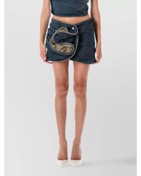 Magda Butrym - Denim Low-Rise Draped Mini Skirt - Lyst