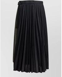 Sacai - Wool Pleated Midi Skirt - Lyst