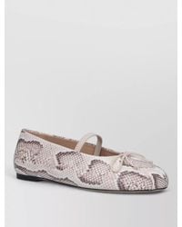 Stuart Weitzman - Ballet Flats Snake Print Round Toe Bow - Lyst